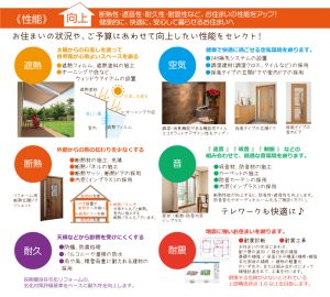 断熱性・遮音性・耐久性・耐震性など、お住まいの性能をアップ！ 健康的に、快適に、安心して暮らせるお住まいへ